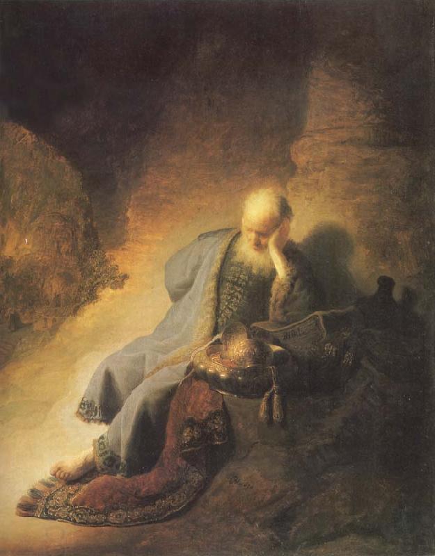 REMBRANDT Harmenszoon van Rijn The Prophet Jeremiab Mourning over the Destruction of Jerusalem oil painting picture